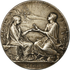 France, Medal, Noces, Mariage, Semper, 1897, Roty, MS(60-62), Silver