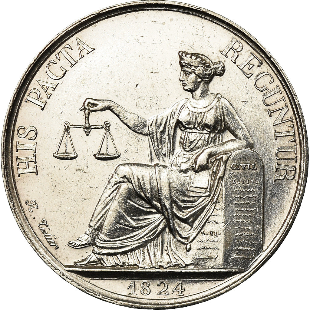 Francia, Token, Notaires de l'Arrondissement de Reims, 1824, Tiolier, MBC+