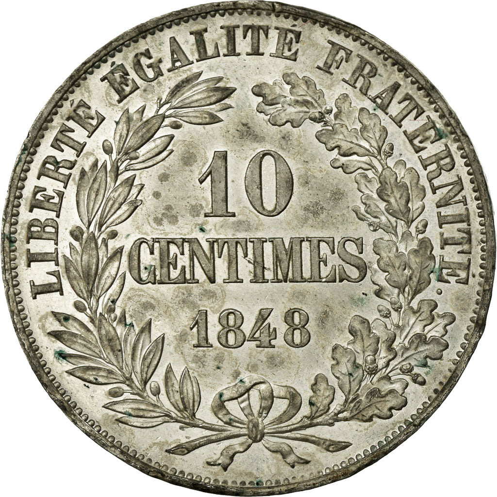 Coin, France, 10 Centimes, 1848, MS(60-62), Tin, Gadoury:217