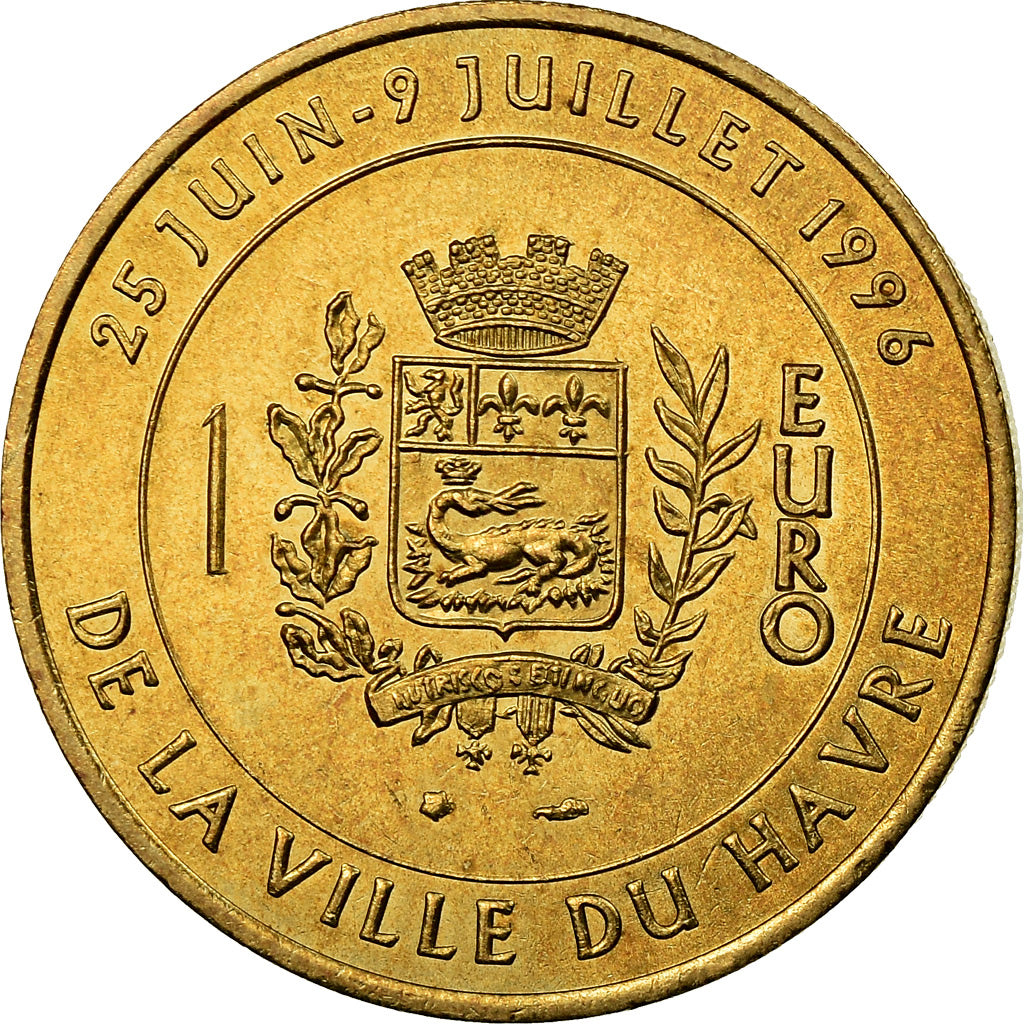 France, Medal, 1 Euro de la Ville du Havre, Pont de Normandie, 1996, MS(64)