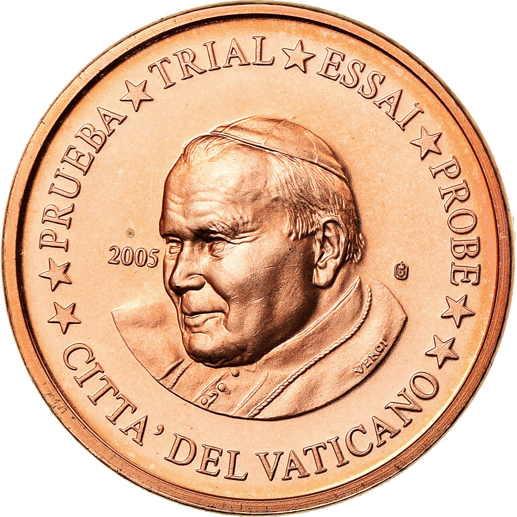 Vatican, Médaille, 1 C, Essai-Trial Jean Paul II, 2005, FDC, Cuivre