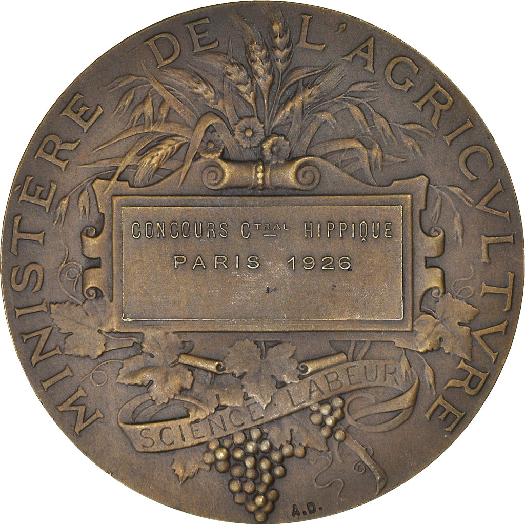 France, Medal, Agriculture, Concours Central Hippique, Paris, 1926, Alphée