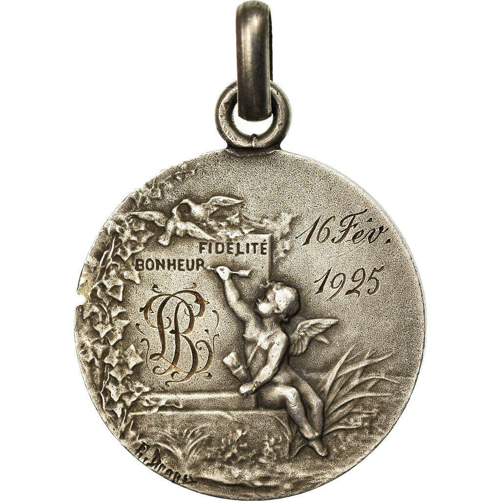 Frankreich, Medaille, Mariage, Fidélité Bonheur, 1925, Dropsy, VZ, Silber