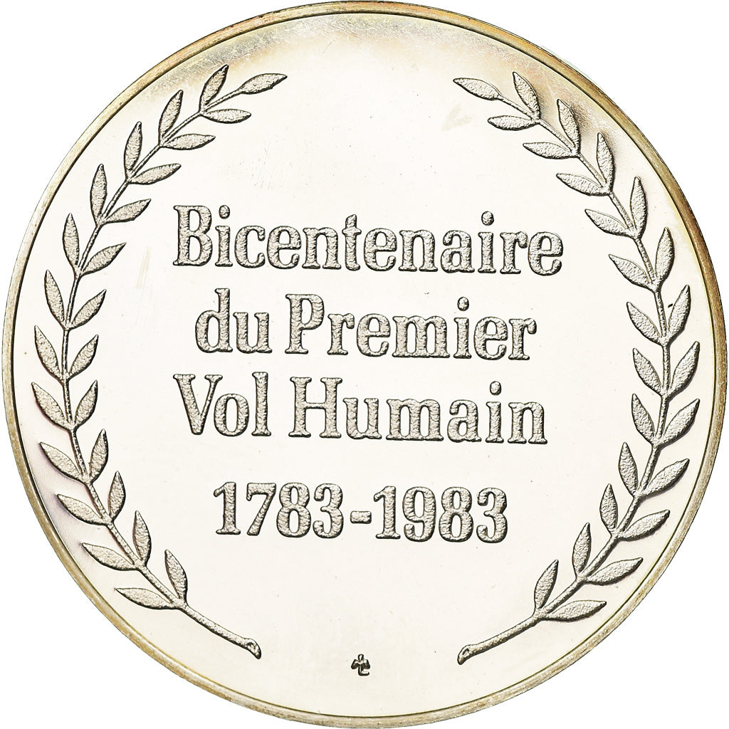 France, Medal, Bicentenaire du Premier Vol Humain, 1983, MS(63), Silver