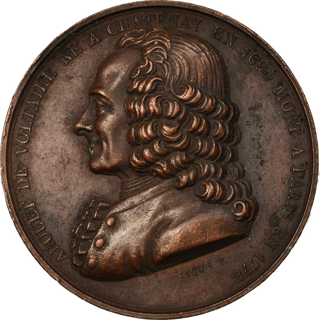 France, Médaille, Louis XVIII, Au Génie de Voltaire, Arts & Culture, 1820
