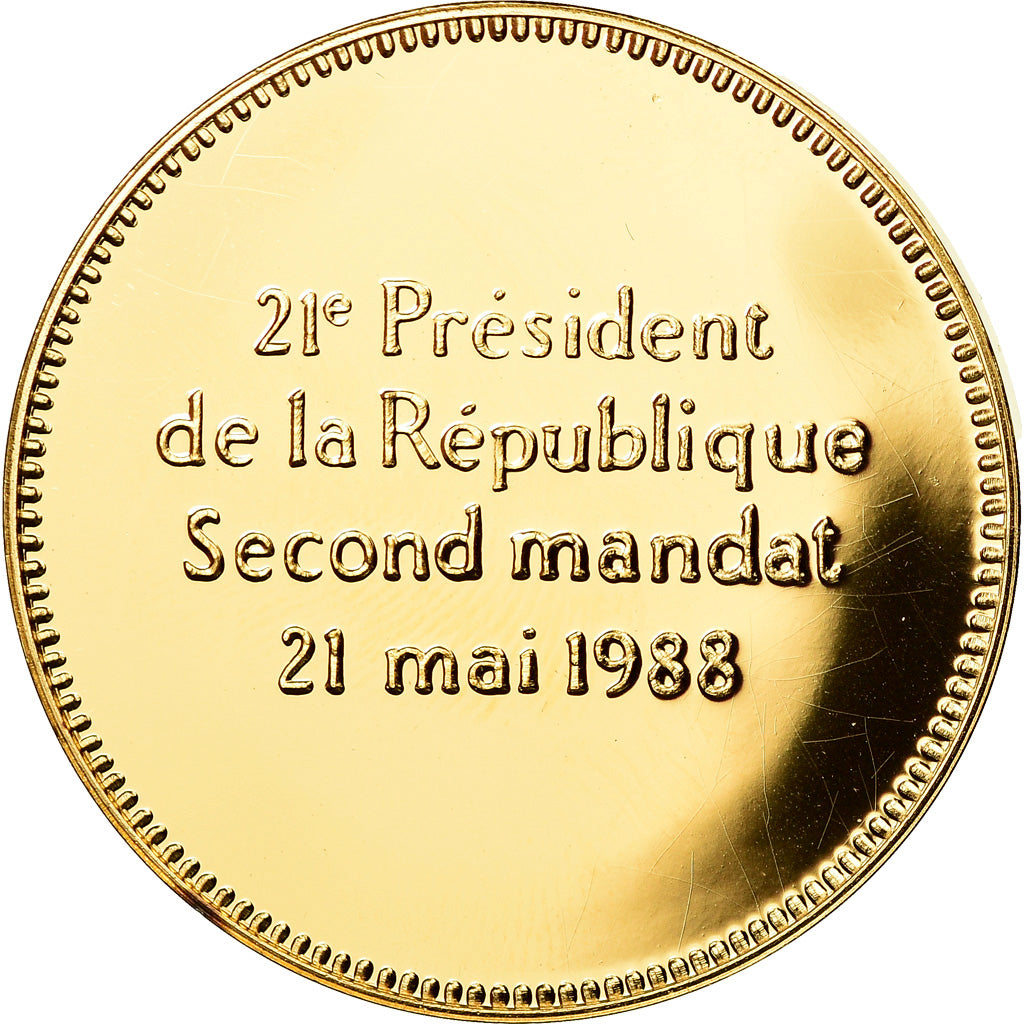 France, Médaille, François Mitterrand, Réelu Président, 1988, FDC, Vermeil