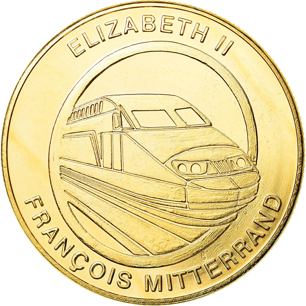 France, Medal, Tunnel sous la Manche - Elizabeth II, Mitterrand, 1994, Jimenez