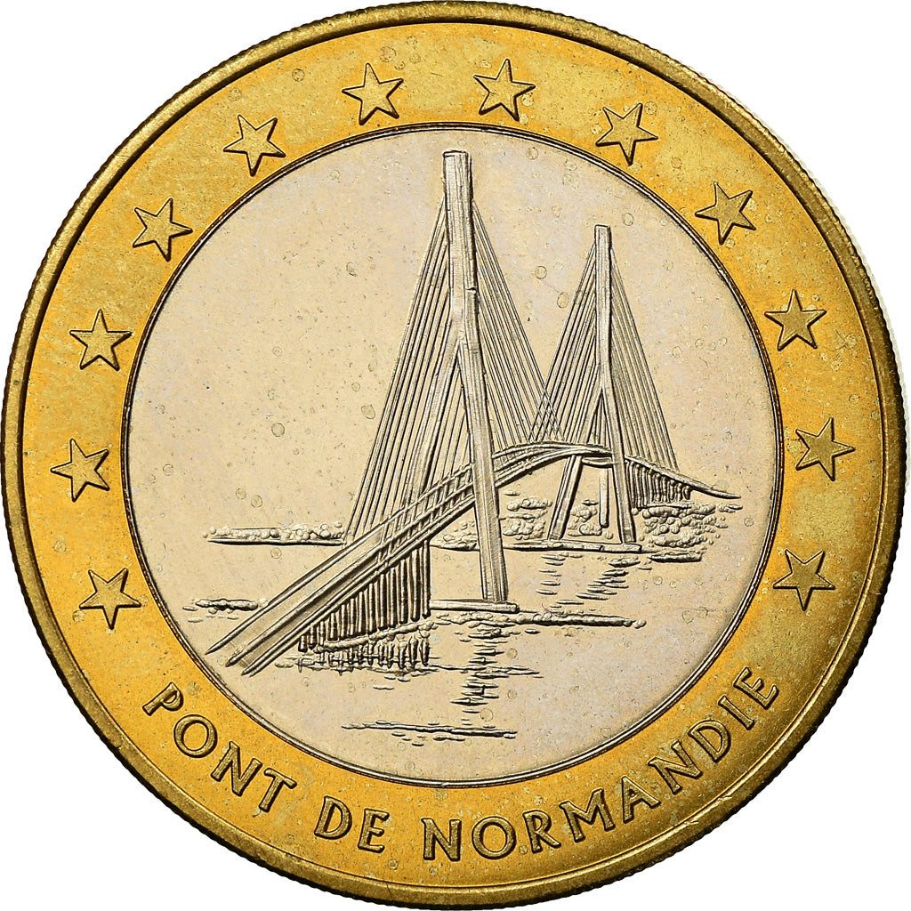 Francia, medaglia, 10 Euro, Ville du Havre, Pont de Normandie, 1996, SPL+