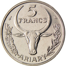 Moneda, Madagascar, 5 Francs, Ariary, 1970, Paris, FDC, Acero inoxidable