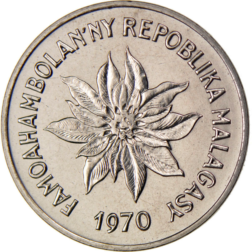 Coin, Madagascar, 5 Francs, Ariary, 1970, Paris, MS(65-70), Stainless Steel