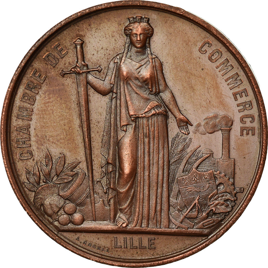 France, Medal, Napoléon III, Visite de la Chambre de Commerce de Lille, 1867