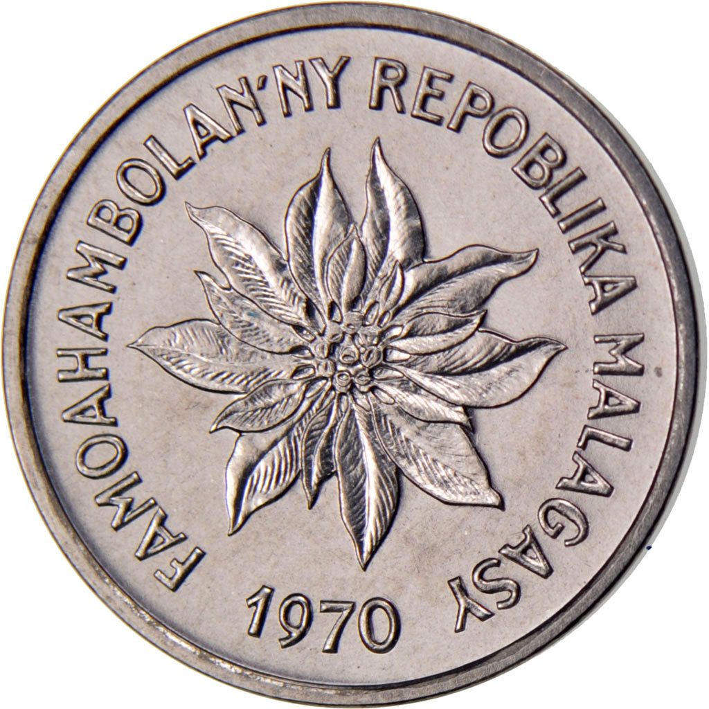 MADAGASCAR, Franc, 1970, Paris, KM #8, MS(65-70), Stainless Steel, 2.38