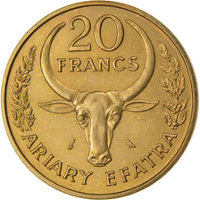 MADAGASCAR, 20 Francs, 4 Ariary, 1970, Paris, KM #12, MS(63), Aluminum-Bronze,..