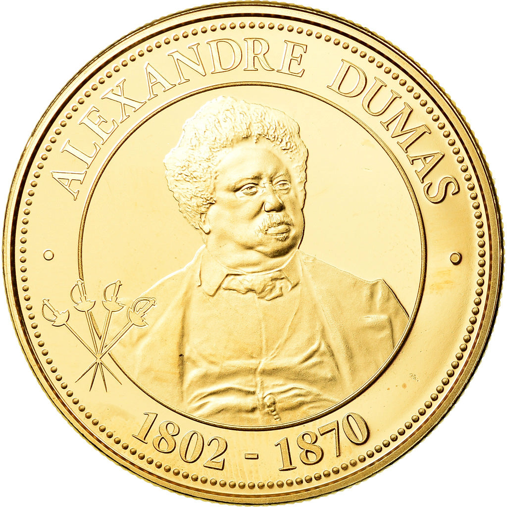 Frankrijk, Medaille, Nos Grands Hommes, Alexandre Dumas, FDC, Copper-Nickel Gilt