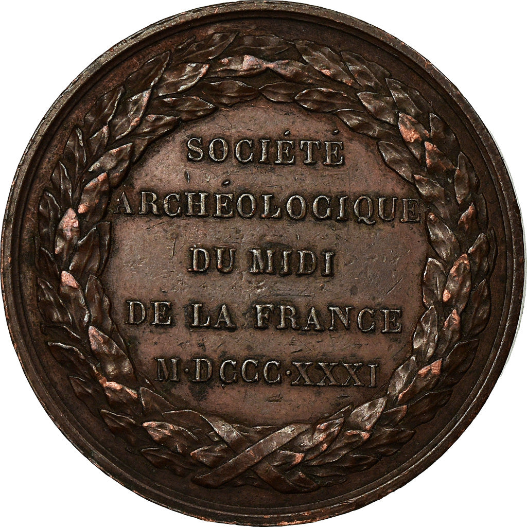 Francia, medalla, Société Archéologique du Midi, 1831, Ganot, MBC+, Cobre