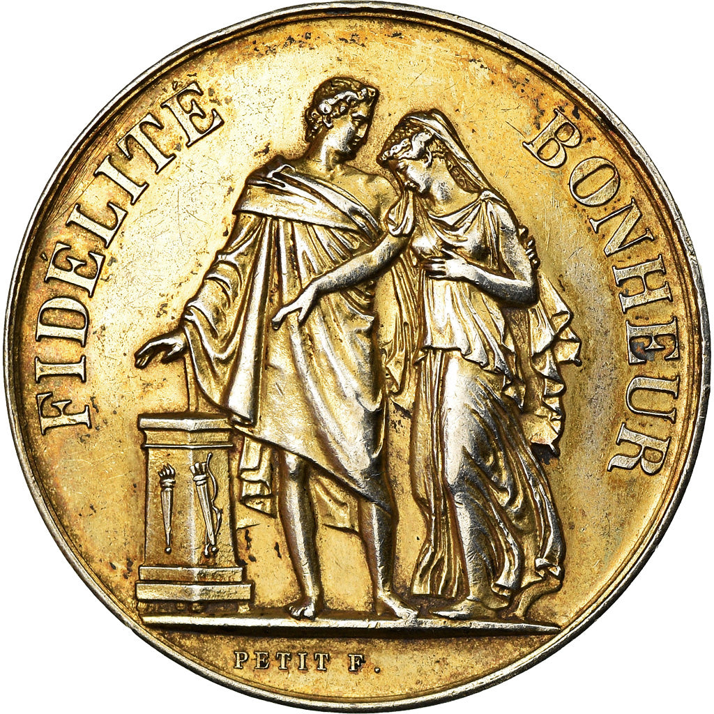 France, Médaille, Mariage, Religion, Fidélité Bonheur, 1897, Petit, SUP+