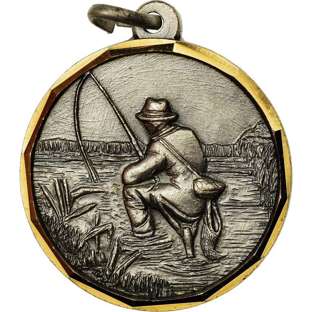 France, Medal, Pêcheur, Auchan, Louvroil, 1988, MS(60-62), Bronze