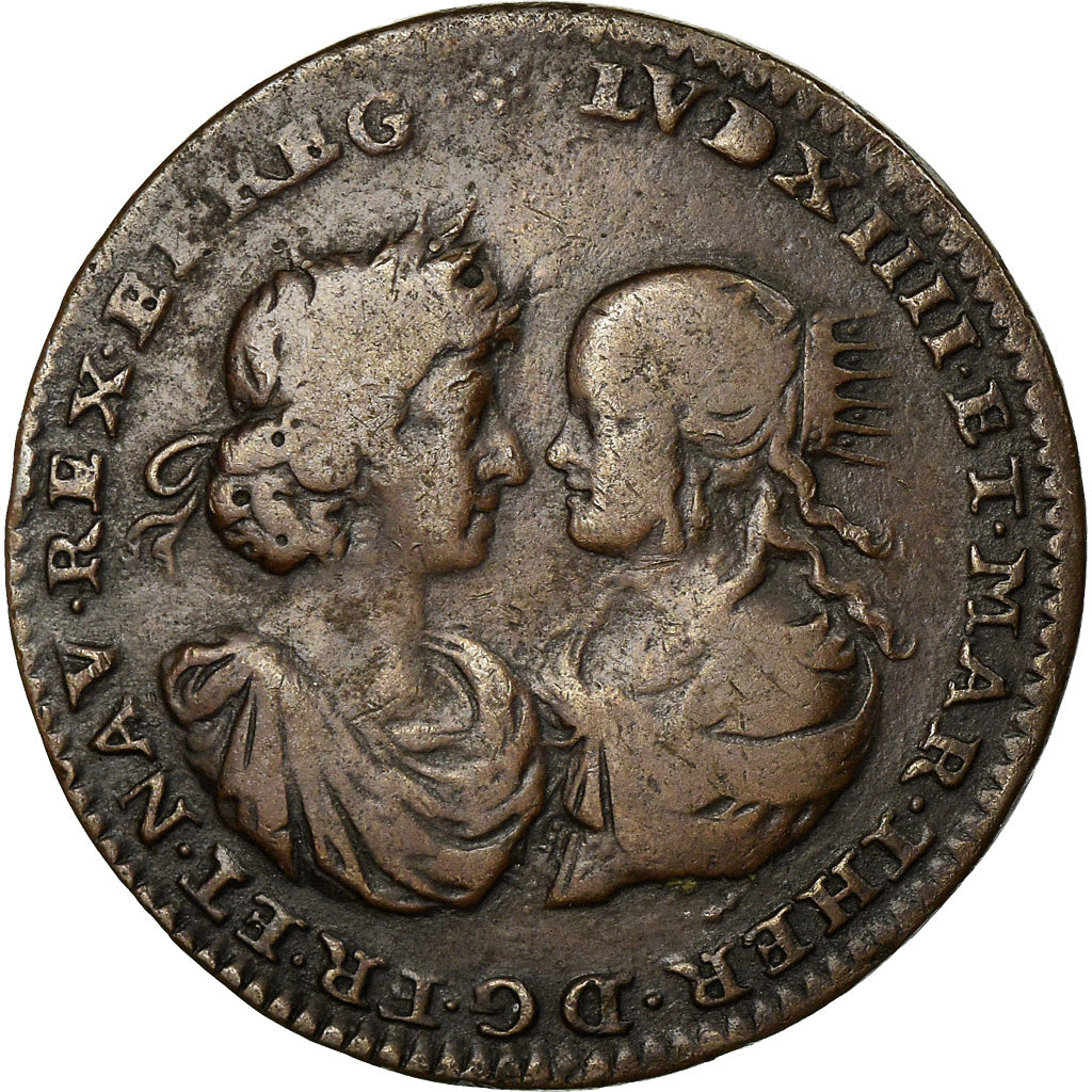 France, Token, Louis XIV, Marie Thérèse d'Autriche , Mariage du Roi