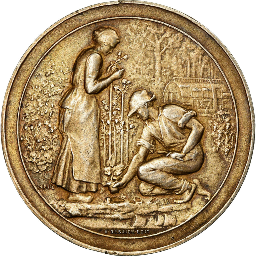 France, Medal, Horticulture, Jardins, Desaide, AU(55-58), Silver