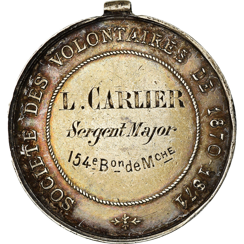 France, Société des Volontaires, L.Carlier, Sergent Major, Medal, 1870-1871