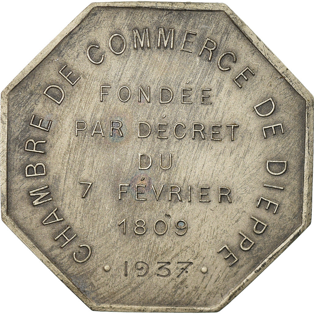 France, Token, Chambre de Commerce de Dieppe, 1937, MS(63), Silver