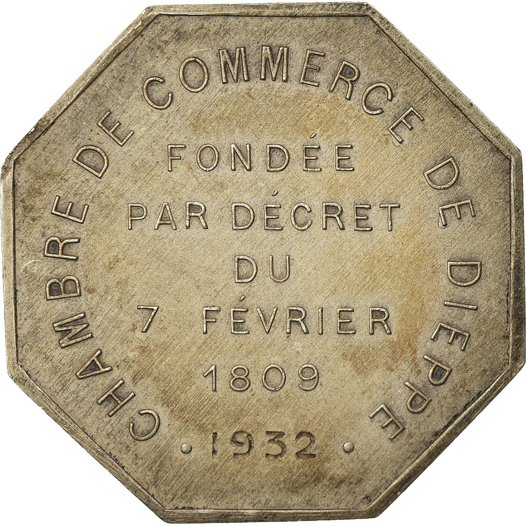 France, Token, Chambre de Commerce de Dieppe, 1932, MS(63), Silver