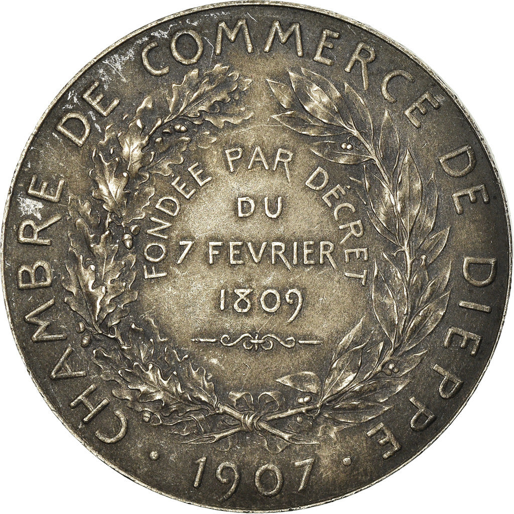 Frankreich, Medaille, Chambre de Commerce de Dieppe, 1907, Delpech, SS+, Silber