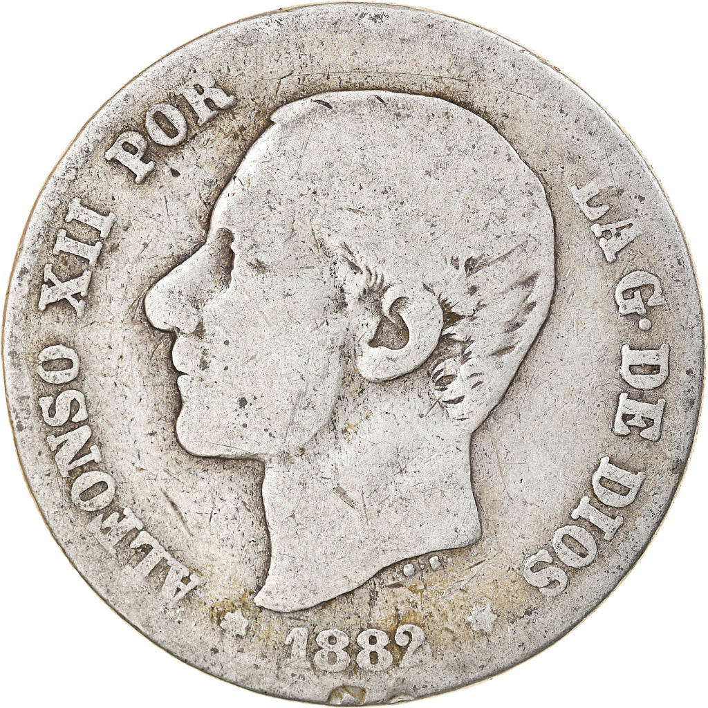 Coin, Spain, Alfonso XII, 2 Pesetas, 1882, Madrid, VF(20-25), Silver, KM:678.2