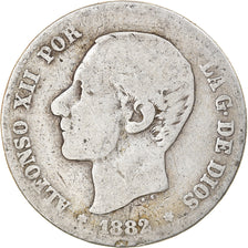 Coin, Spain, Alfonso XII, 2 Pesetas, 1882, Madrid, VF(20-25), Silver, KM:678.2