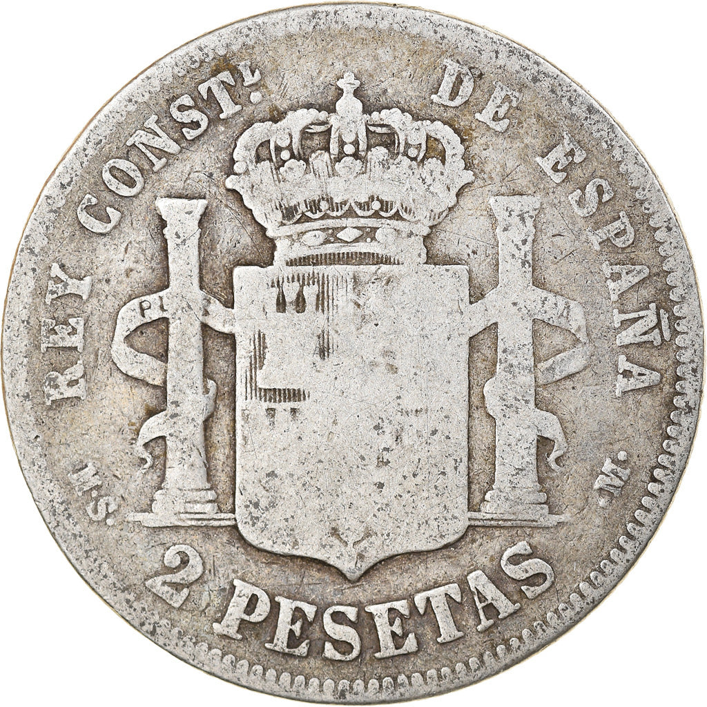 Coin, Spain, Alfonso XII, 2 Pesetas, 1882, Madrid, VF(20-25), Silver, KM:678.2