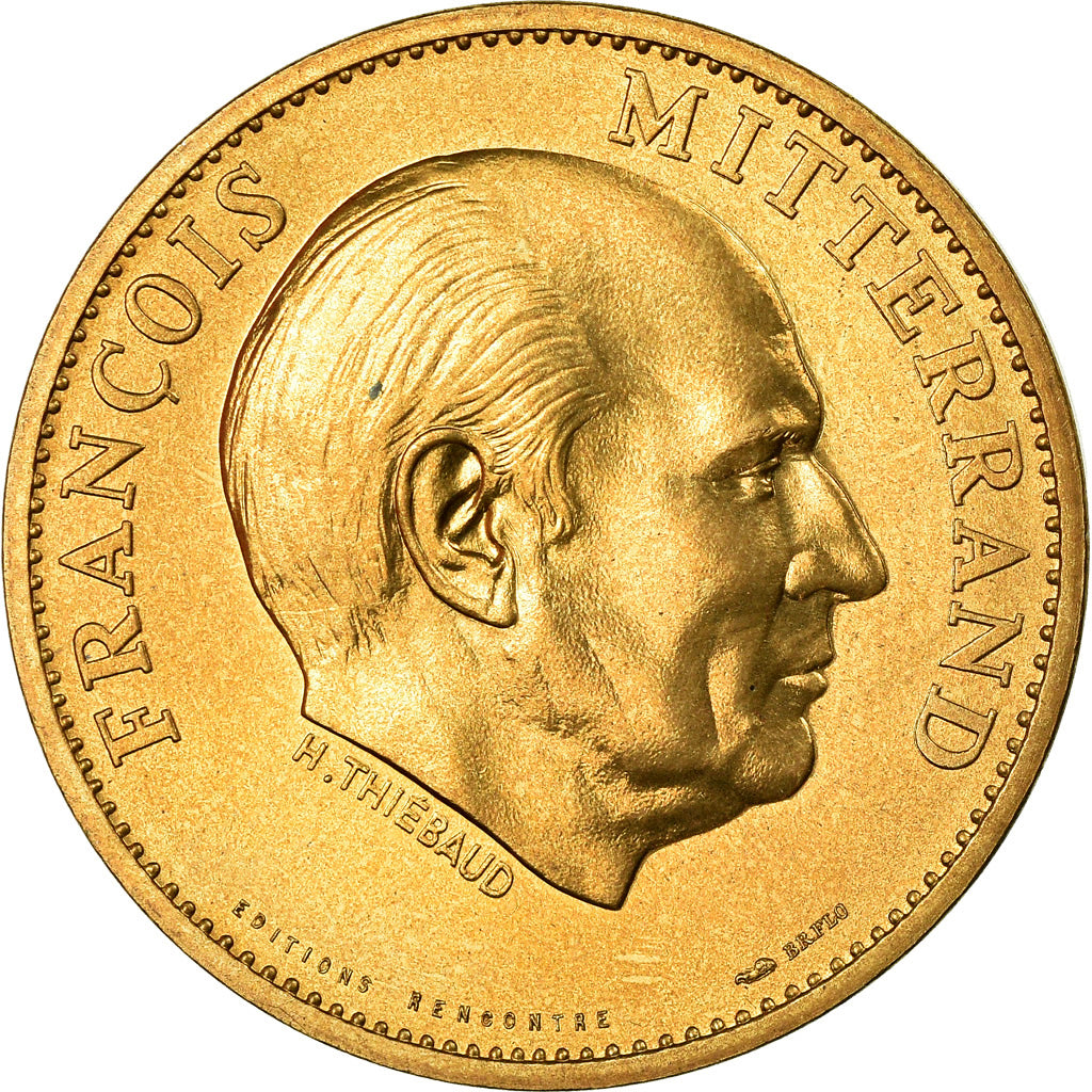 France, Medal, François Mitterrand, Président de la République, MS(63), Gilt
