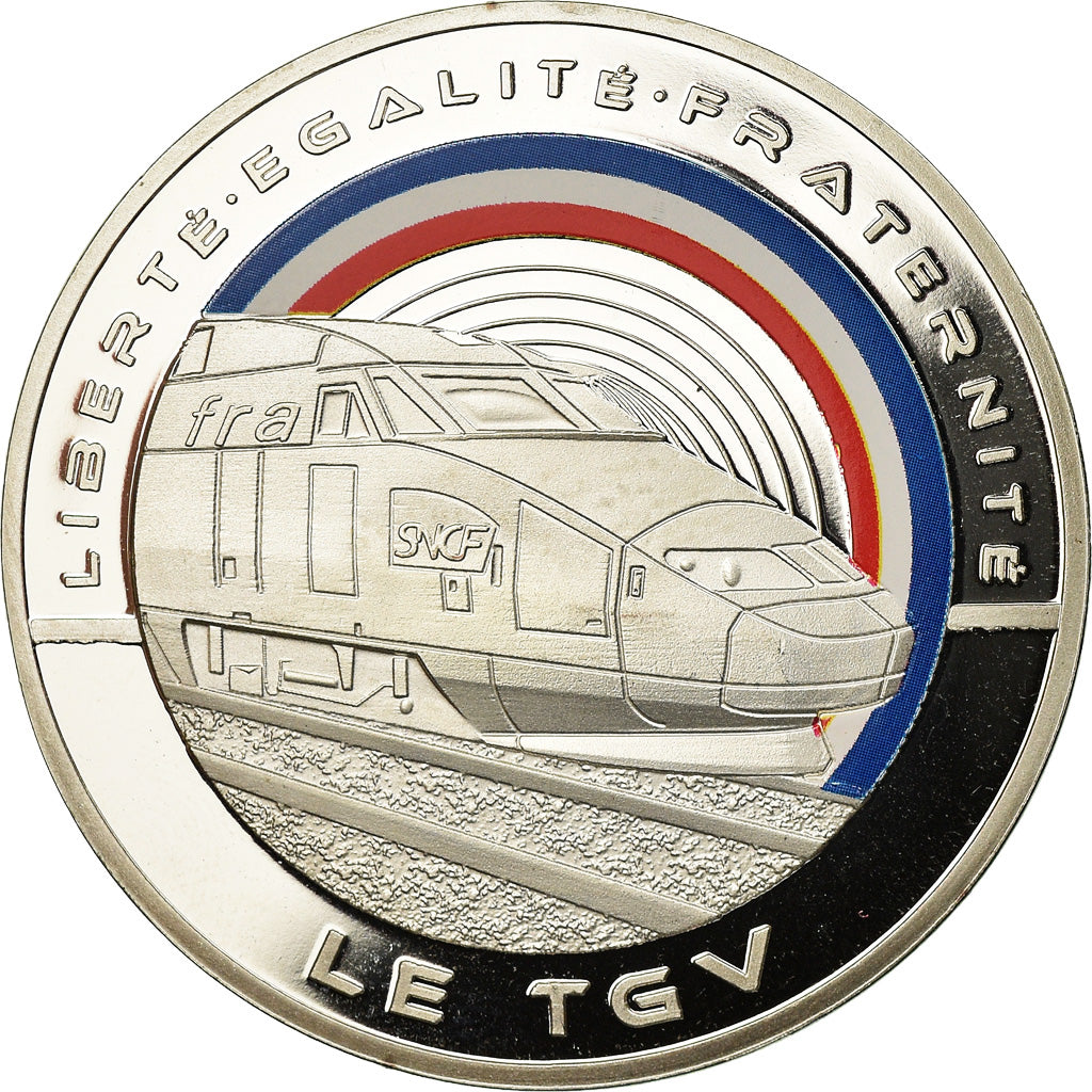 France, Medal, Les Fleurons Français, Le TGV, Railway, MS(65-70), Copper Plated