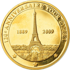 France, Jeton, 120ème Anniversaire de la Tour Eiffel, 2009, SPL, Copper Gilt