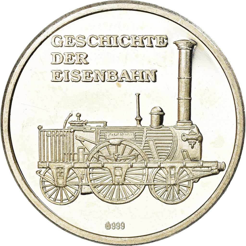 Deutschland, Medaille, Geschichte der Eisenbahn, Adler, Railway, UNZ+, Silber