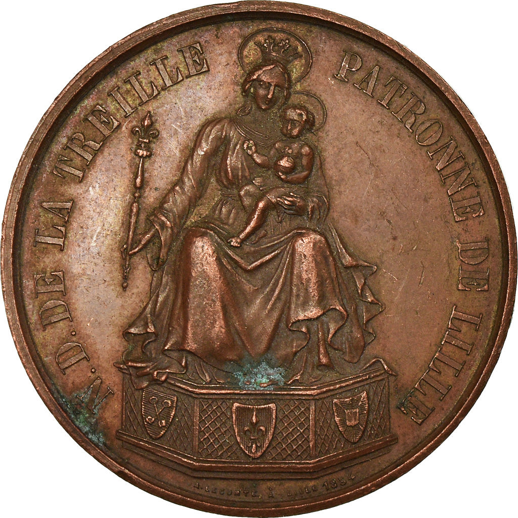 France, Medal, Notre-Dame de la Treille, Lille, Religions & beliefs, 1854
