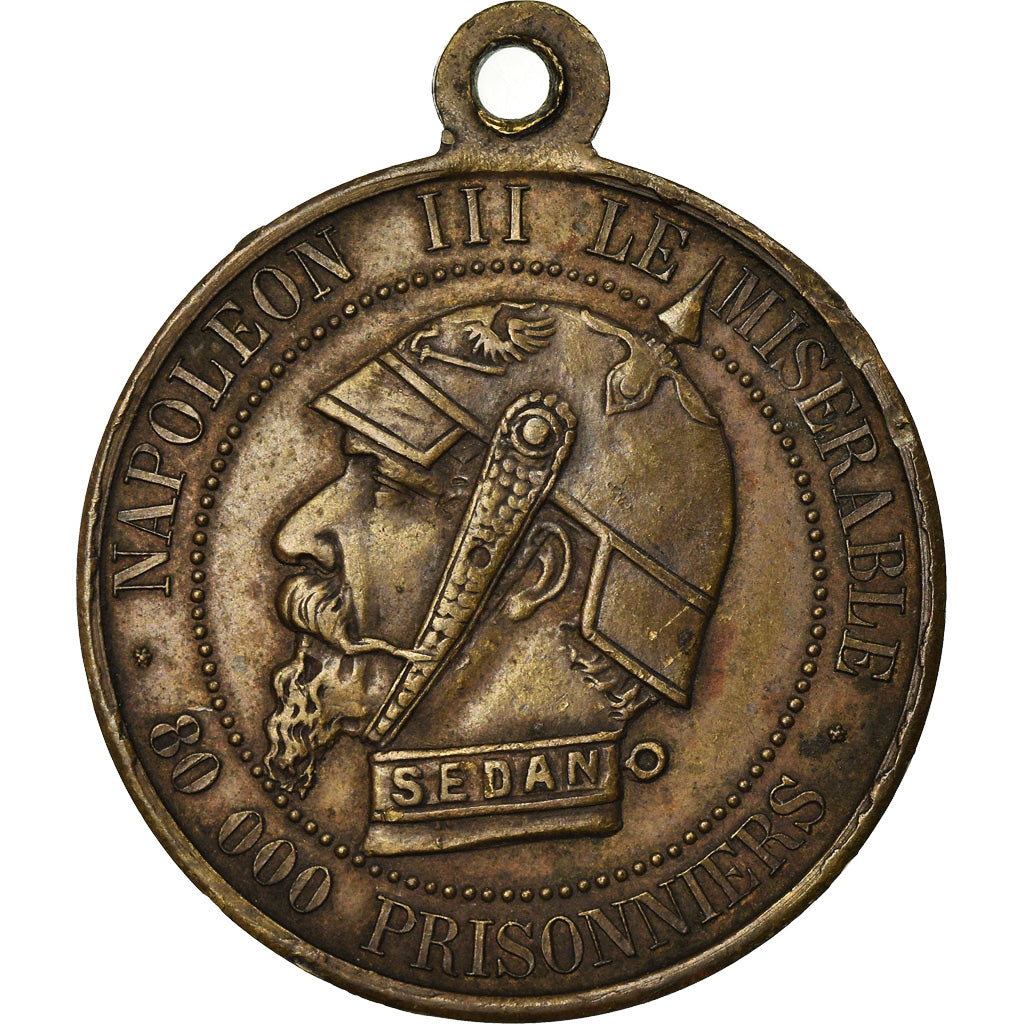 França, Medal, Napoléon III, Satirique, Bataille de Sedan, 1870, AU(55-58)