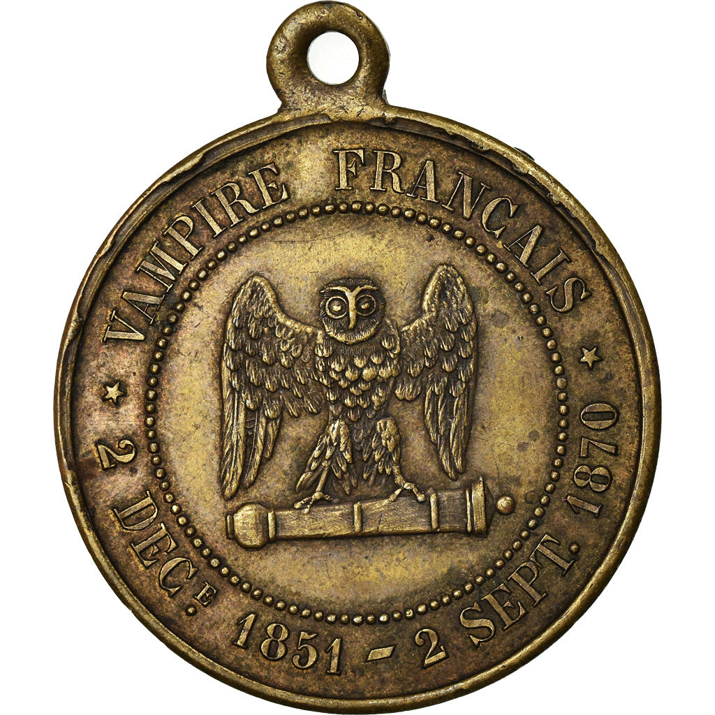 França, Medal, Napoléon III, Satirique, Bataille de Sedan, 1870, AU(55-58)