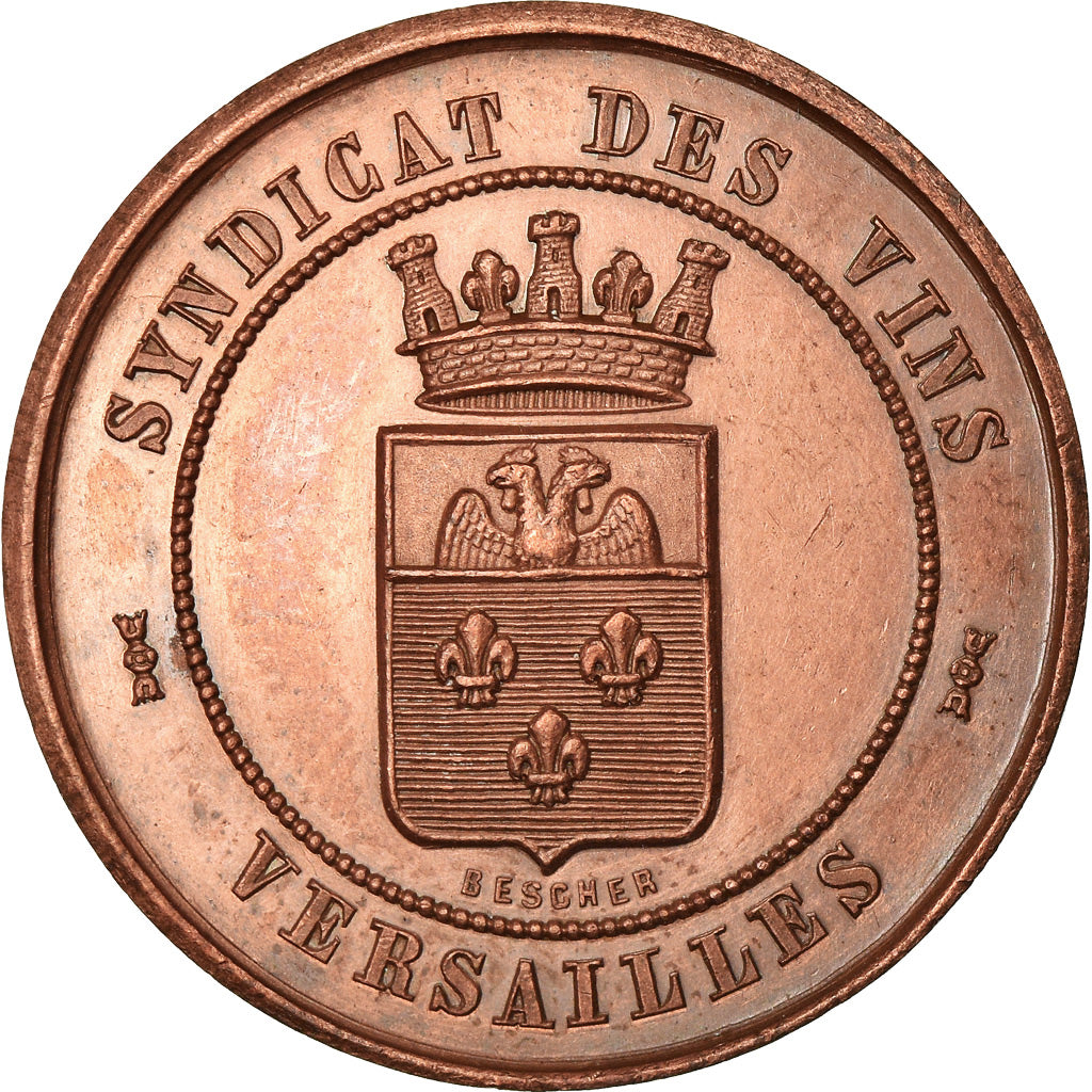 France, Token, Syndicat des Vins, Versailles, 1871, Bescher, MS(63), Cuivre