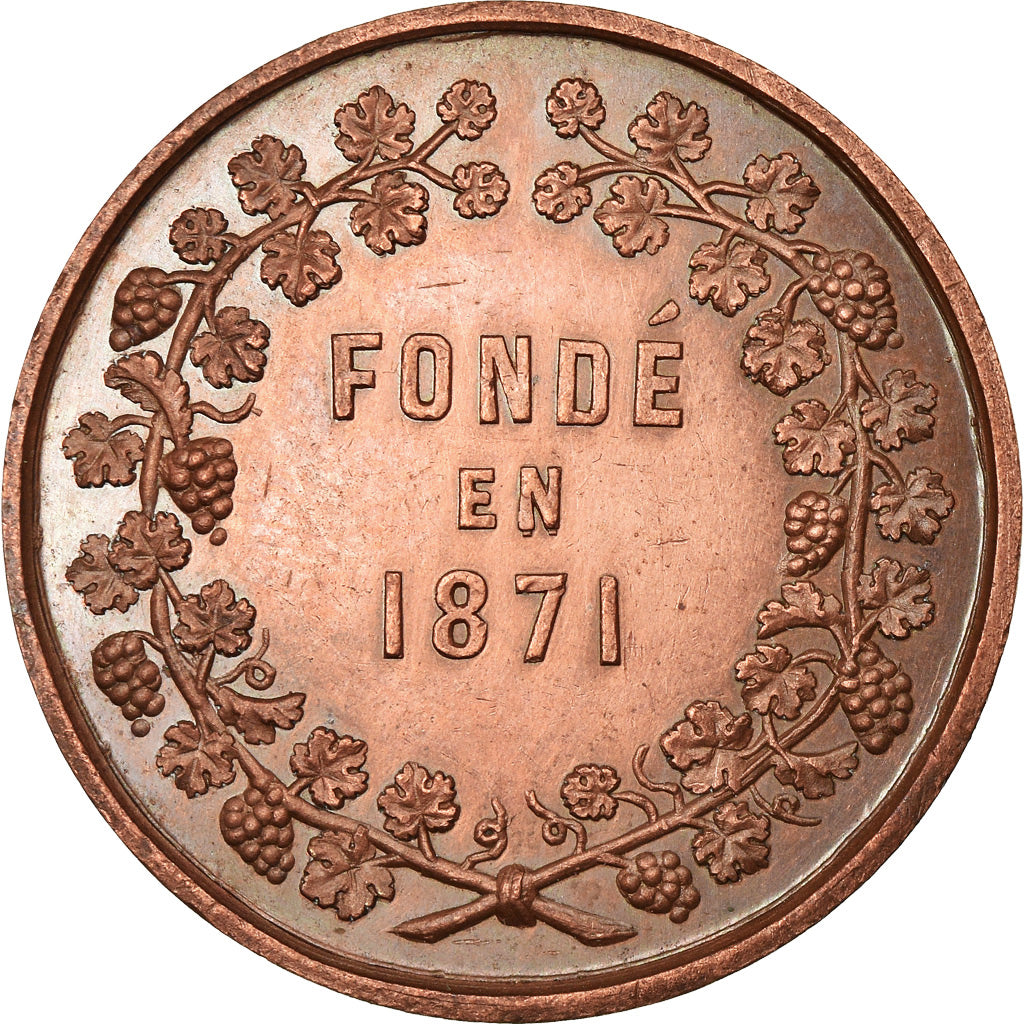 France, Token, Syndicat des Vins, Versailles, 1871, Bescher, MS(63), Cuivre