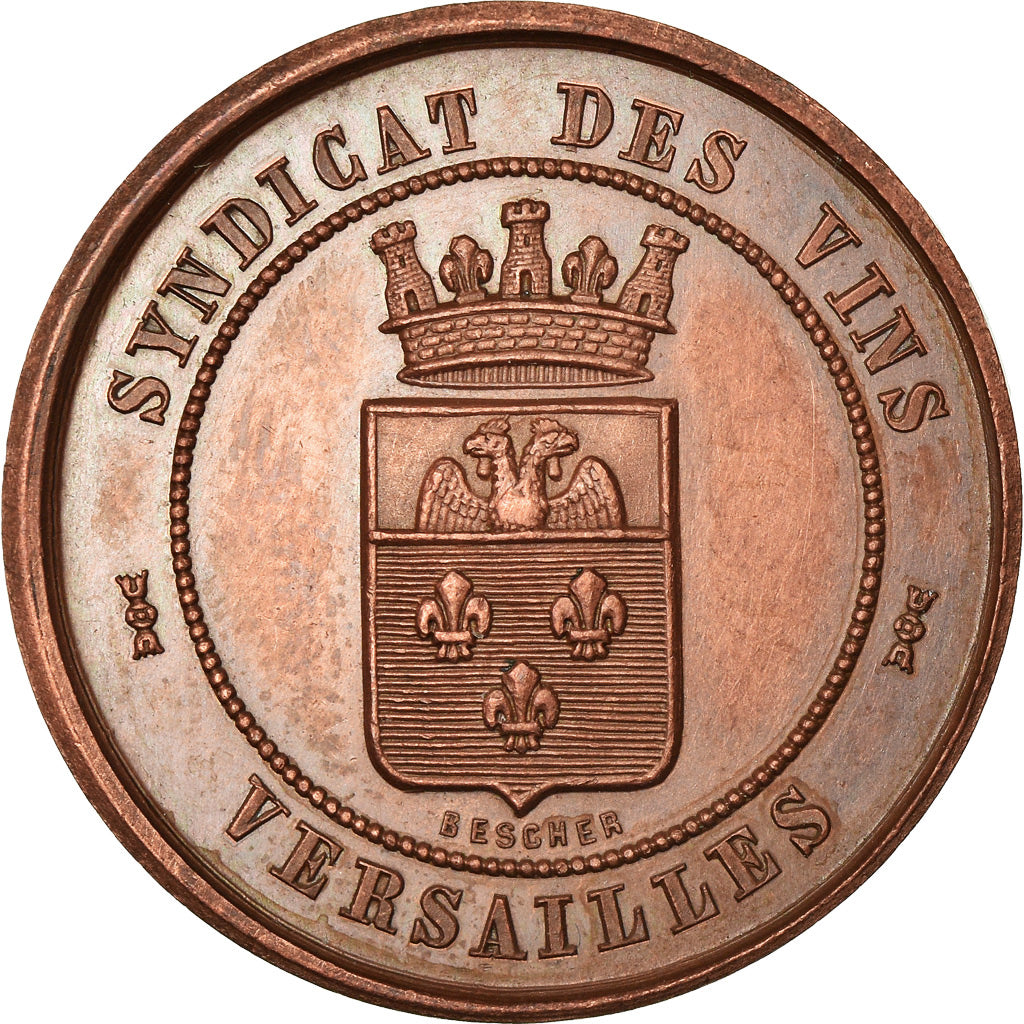 Frankrijk, Token, Syndicat des Vins, Versailles, 1871, Bescher, UNC-, Cuivre