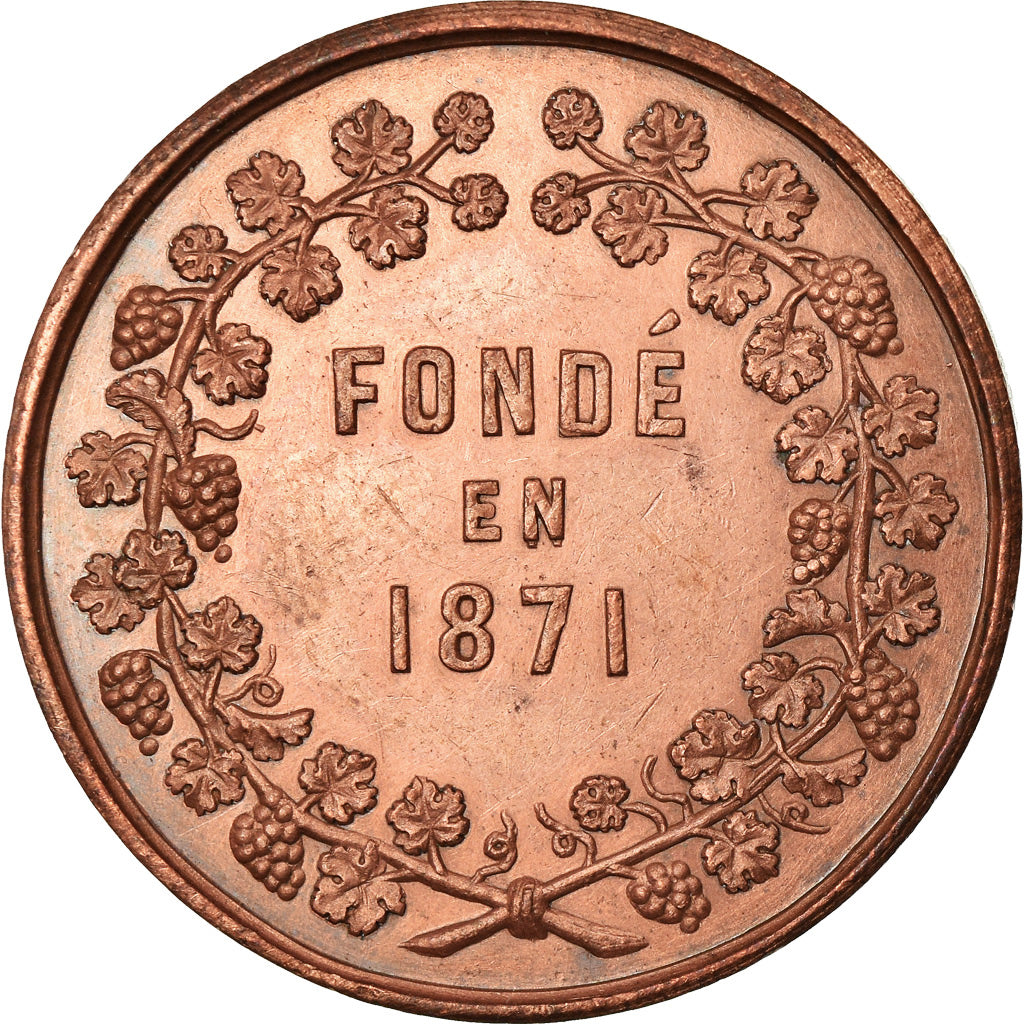 Frankrijk, Token, Syndicat des Vins, Versailles, 1871, Bescher, PR+, Cuivre