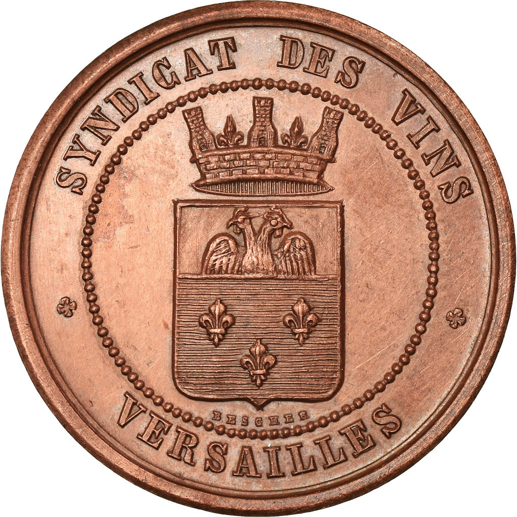 France, Token, Syndicat des Vins, Versailles, 1871, Bescher, MS(64), Cuivre