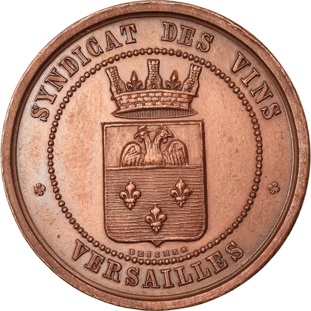 Frankrijk, Token, Syndicat des Vins, Versailles, 1871, Bescher, UNC-, Cuivre