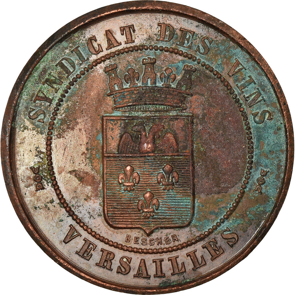 France, Token, Syndicat des Vins, Versailles, 1871, Bescher, EF(40-45), Cuivre