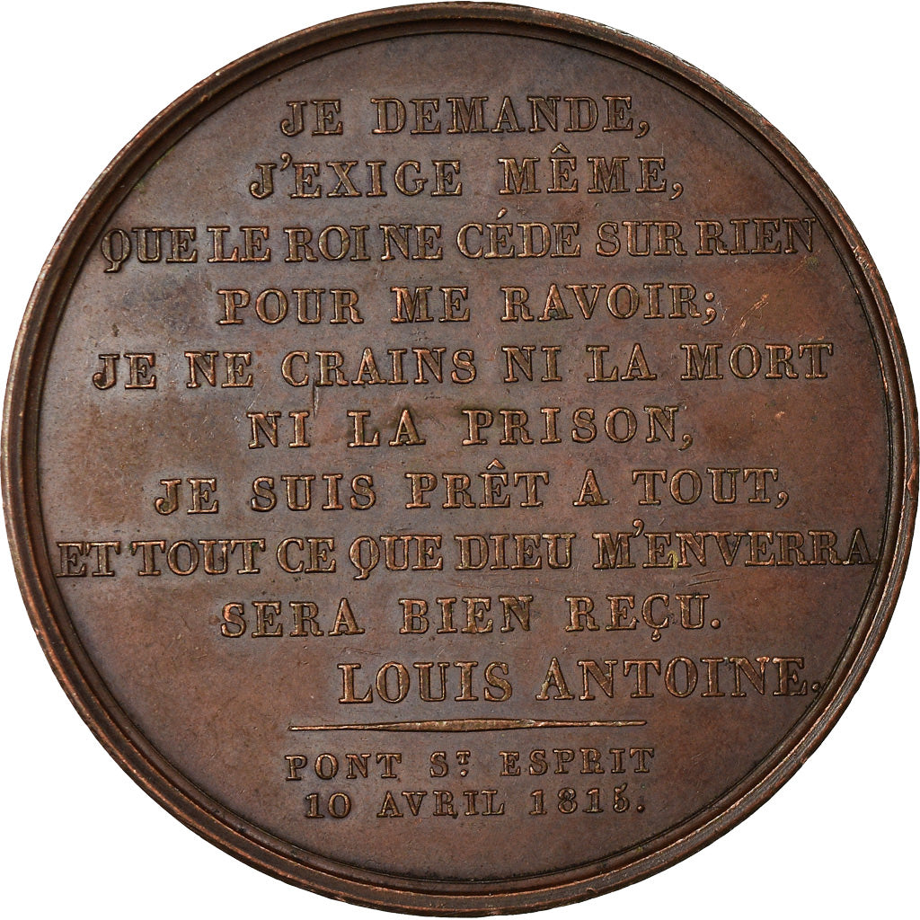 France, Medal, Louis Antoine, Duc d'Angoulème, 1815, Gayrard, AU(55-58), Copper