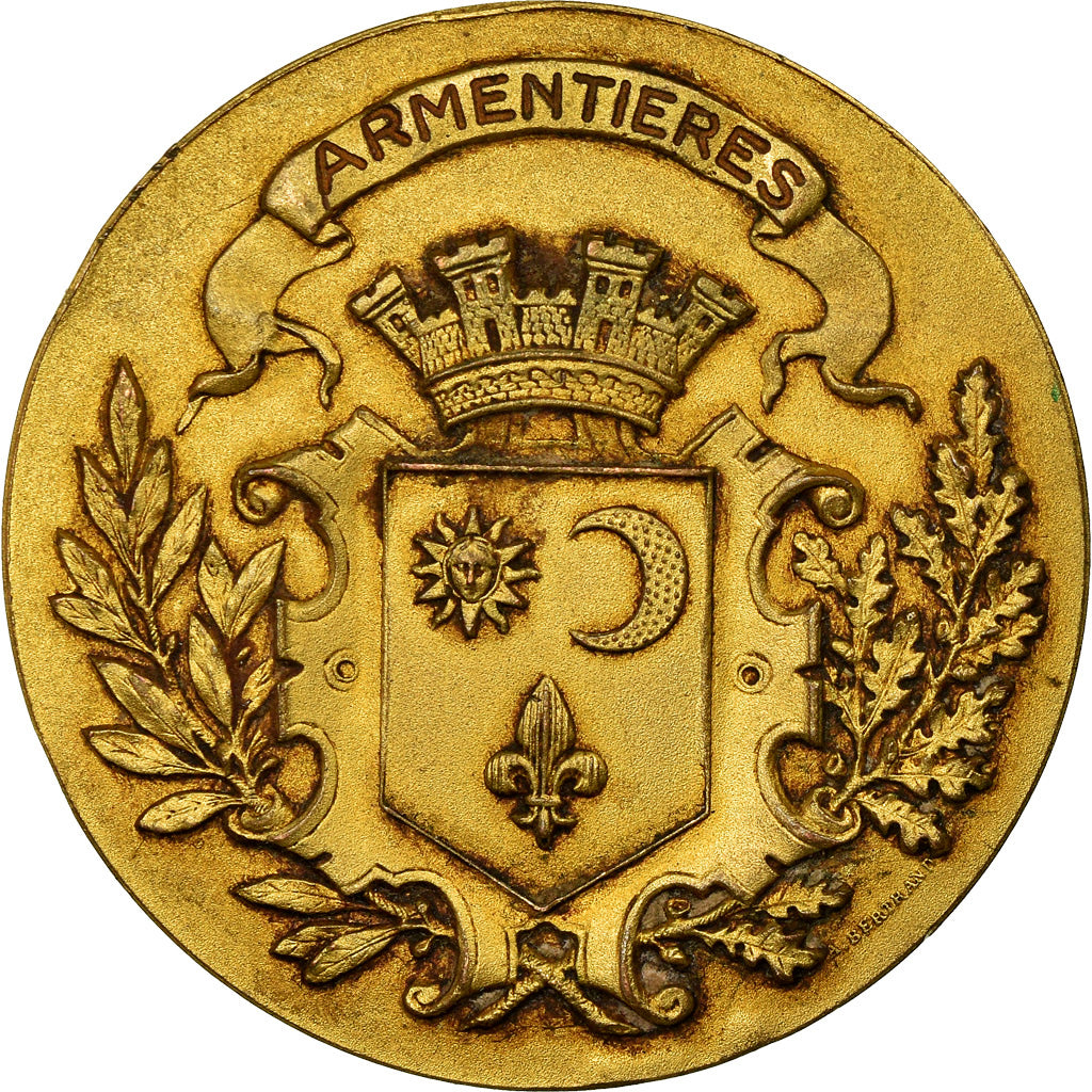 France, Medal, Gymkhana Automobile, Armentières, 1954, AU(55-58), Gilt Bronze
