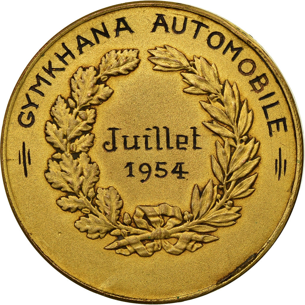 France, Medal, Gymkhana Automobile, Armentières, 1954, AU(55-58), Gilt Bronze