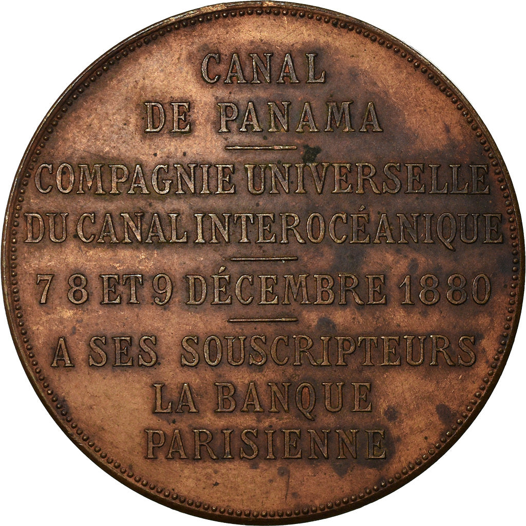 Francia, medaglia, Souscripteurs pour le Percement de l'Isthme, 1880, Roty