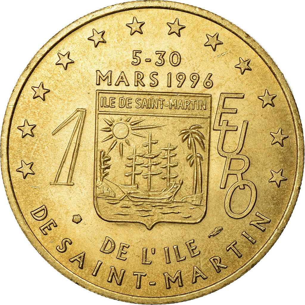 France, Medal, 1 Euro de l'Ile de Saint-Martin, 1996, MS(65-70)