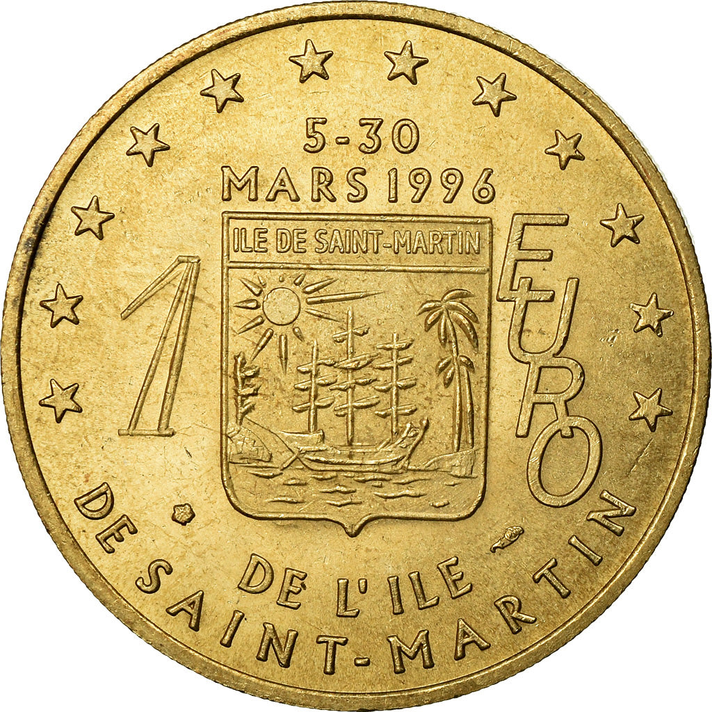 France, Medal, 1 Euro de l'Ile de Saint-Martin, 1996, MS(65-70)